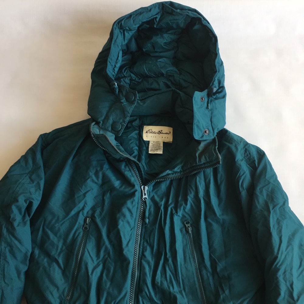 Eddie Bauer Goose Down Parka Puffer Hooded Green